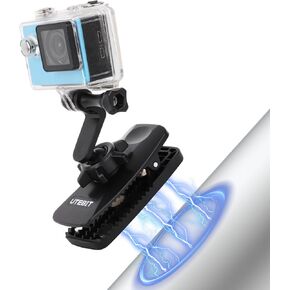 UTEBIT Magnetic Mount Stand Compatible with DJI Osmo Pocket 3, Backpack Clip Mount 360° Adjustable Magnet Suction Case Holder on Desktop, Vertical Surface, Quick Fixation, Black