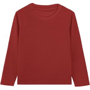 Toddler Long Sleeve T-Shirts Cotton Crewneck Tees Soft Basic Layering T-Shirt Tagless Shirt Top for Toddler Boys and Girls
