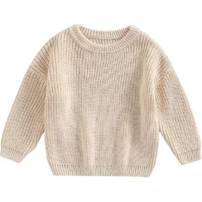 Toddler Baby Girl Boy Knitted Sweater Cardigan Crewneck Long Sleeve Pullover Sweatshirt Top Infant Winter Outfits