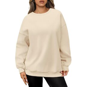 ORANDESIGNE Womens Oversized Letter Print Sweatshirt Fleece Graphic Crewneck Pullover Long Sleeve Casual Sweaters