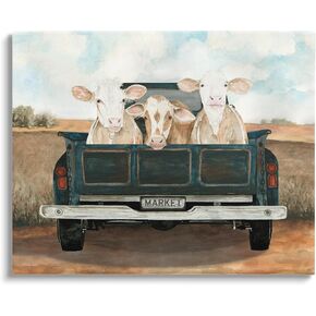 Stupell Industries Cows in Country Truck Canvas Wall Art Design by Cindy Jacobs