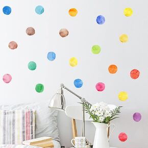 87Pcs DIY Boho Polka Dots Wall Decals Peel and Stick, Self-Adhesive Round Art Wall Stickers for Kids Nursery Girls Bedroom Wall Decor, 2.76"X2.76" Colorful Dots