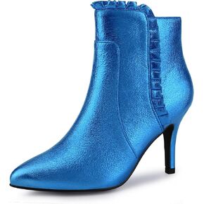 Perphy Ruffled Ankle Boot Stiletto Heel Metallic Booties for Women