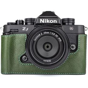 MUZIRI KINOKOO Nikon Z f Zf Case, Genuine Leather Protective Half Case Compatible for Nikon Z f/Zf Camera - with Opening Bottom and Hand Grip Design - Black