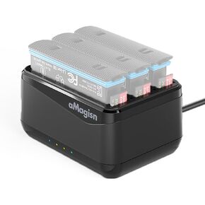 Insta 360 X4 Battery Fast Charging Hub Compatible with Insta360 X4 Battery Charger with USB Type-C Cable, 3-Slot Battery Charging Station with SD Card Storage Slot