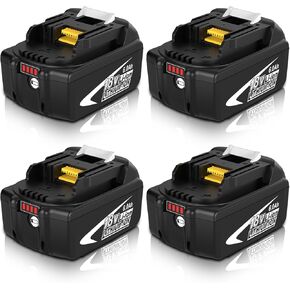 4 Pack 6.0Ah BL1860B Battery Replacement for 18Volt Battery Lithium Compatible with BL1815 BL1815N BL1820 BL1820B BL1830 BL1840 BL1840B BL1850 BL1860 with LED Indicator (White)