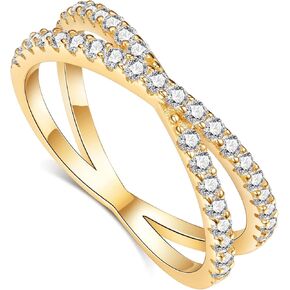 IMOLOVE Moissanite Wedding Band, Criss Cross Ring Wedding Bands for Women Sterling Silver Eternity Band Rings for Women Stackable Moissanite Eternity Band Rings for Women Size 9