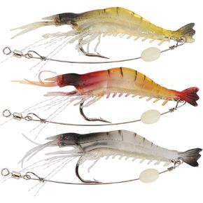BESPORTBLE 12pcs Set Saltwater Fishing Gear Silicone Fishing Worms Lure Shrimp Swimbait Silicone Worms for Bass