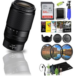 Nikon - NIKKOR Z 70-180mm f/2.8 Standard Zoom Lens for Z Mount Cameras (20120) + 64GB Memory Card + Filter Kit + Backpack + Card Reader + Corel Photo Software + Flex Tripod + Memory Wallet + More