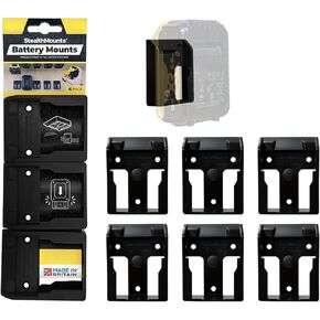 StealthMounts Battery Holders for DeWalt 20v/60v | Cordless Battery Mounts for DeWalt Power Tools | 6 Pack | Battery Clip Organizers for DeWalt