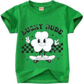 Lucky Dude T-Shirt Toddler Boys Girls St Patricks Day Shirt Shamrock Outfits Clover Irish Short Sleeve Tees Tops