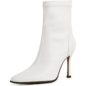 Ankle Boots For Women Sexy Stiletto Fashion Faux Leather High Heels Square Toe Winter Fall Boots With Zipper