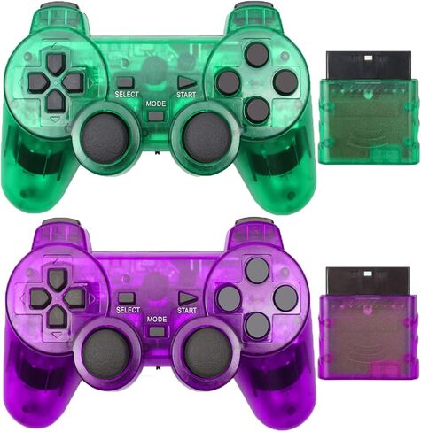 Wireless Controller for PS2,Built-in Dual Vibration 2.4G Gamepad Joystick Compatible for PS2 Controller (Clear Blue) in Saudi Arabia
