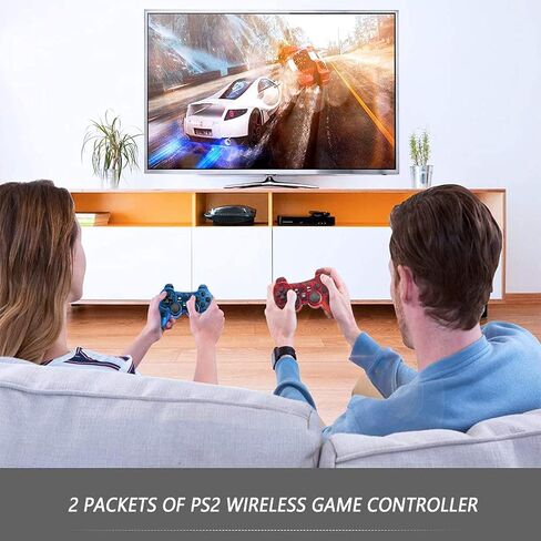 Wireless Controller for PS2,Built-in Dual Vibration 2.4G Gamepad Joystick Compatible for PS2 Controller (Clear Blue) in Saudi Arabia
