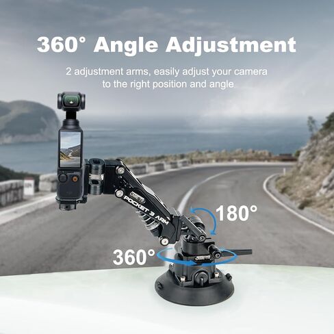 Came-TV Camera Suction Mount Suction, Multifunctional Shock Absorber Arm Video Stabilizer for Pocket 2, Pocket 3, OSMO, Cup Camera Mount, 1/4" Mounting Holes Car Mount & for 360 Action Camera in Saudi Arabia