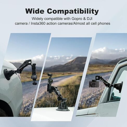 Came-TV Camera Suction Mount Suction, Multifunctional Shock Absorber Arm Video Stabilizer for Pocket 2, Pocket 3, OSMO, Cup Camera Mount, 1/4" Mounting Holes Car Mount & for 360 Action Camera in Saudi Arabia