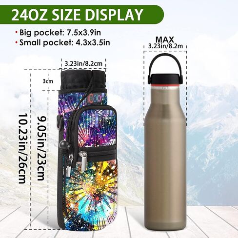 icolor Water Bottle Carrier Bag Holder 25/32/40/64oz,Adjustable Padded Shoulder & Handle Strap Sports Sling Hiking Pack,Insulated Neoprene Wide Mouth Bottle Sleeve in Kuwait