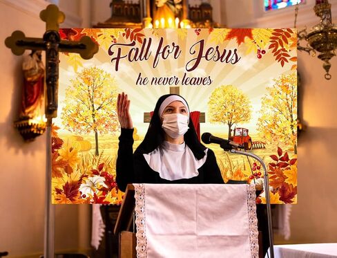 10x8FT Fall for Jesus Backdrop Fall Festival Party Backdrop Autumn Thanksgiving Backdrop Fall Church Decoration Banner F211 in Saudi Arabia