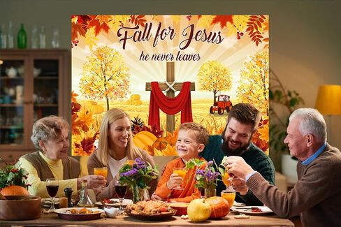 10x8FT Fall for Jesus Backdrop Fall Festival Party Backdrop Autumn Thanksgiving Backdrop Fall Church Decoration Banner F211 in Saudi Arabia