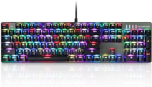 MOTOSPEED CK104 RGB LED Backlit Wired Mechanical Gaming Keyboard, 104 Keys Hot-Swap Mechanical Keyboard w/Aluminum Base, Upgraded Socket and Noise Absorbing Foams, Soft Tactile Red Switch ﻿ in Kuwait