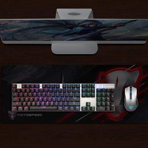 MOTOSPEED CK104 RGB LED Backlit Wired Mechanical Gaming Keyboard, 104 Keys Hot-Swap Mechanical Keyboard w/Aluminum Base, Upgraded Socket and Noise Absorbing Foams, Soft Tactile Red Switch ﻿ in Kuwait