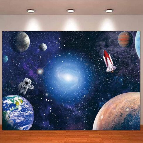 7x5 FT Space Astronaut Photo Backdrop Cosmic Galaxy Stars Newborn Gift Photography Background Children Birthday Party Cake Table Decorative Banner in Kuwait