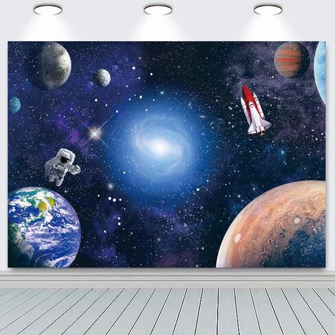 7x5 FT Space Astronaut Photo Backdrop Cosmic Galaxy Stars Newborn Gift Photography Background Children Birthday Party Cake Table Decorative Banner in Kuwait