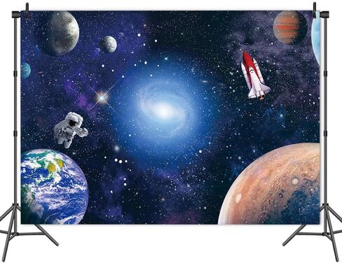 7x5 FT Space Astronaut Photo Backdrop Cosmic Galaxy Stars Newborn Gift Photography Background Children Birthday Party Cake Table Decorative Banner in Kuwait