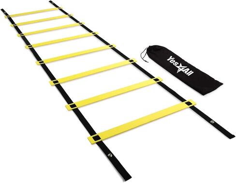 Yes4All Speed Training Equipment Set: 15ft Agility Ladder, Resistance Parachute, 5 Agility Hurdles, 12 Disc Cones with Carry Bag/Strap in Kuwait