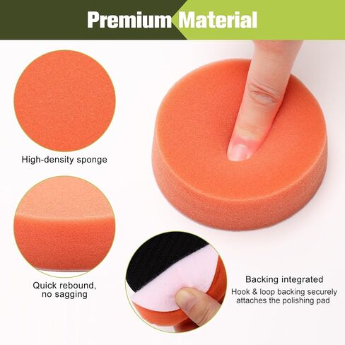 وسادة تلميع 50 قطعة من وسادات التلميع ذات الحجم المختلط لمجموعة تلميع السيارة مع دعامة خيط 5/8-11، ومحولات و6 قطع من وسادات التلميع التفصيلية، مرفق ملمع عازل للحفر للتلميع وإزالة الشعر بالشمع in Kuwait