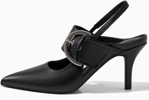 Coutgo Womens Slingback Pumps Closed Pointed Toe High Heels Belt Buckle Strap Dressy Work Shoes in Saudi Arabia