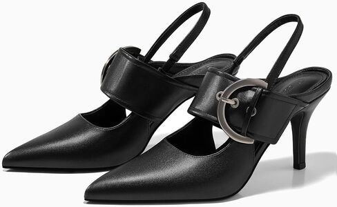 Coutgo Womens Slingback Pumps Closed Pointed Toe High Heels Belt Buckle Strap Dressy Work Shoes in Saudi Arabia