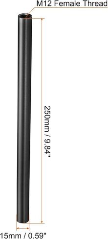 PATIKIL 2 Inch 15mm Rod, Camera Rods with M12 Female Thread Aluminum Alloy for 15mm Rail Support System, Black in Saudi Arabia