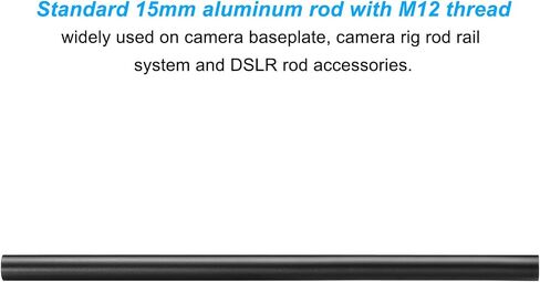 PATIKIL 2 Inch 15mm Rod, Camera Rods with M12 Female Thread Aluminum Alloy for 15mm Rail Support System, Black in Saudi Arabia