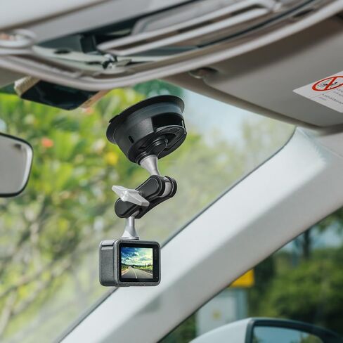 FiTSTILL Extended Car Suction Cup Bracket Compatible for Phone IPad Go Pro Hero Max DJI Osmo Pocket Action,with Magnetic Fixed Base 1/4"-20 Standard Thread Adapter,Double Ball Head Mechanism in Saudi Arabia