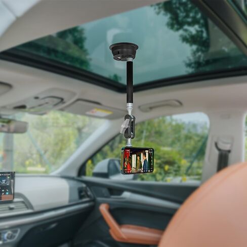 FiTSTILL Extended Car Suction Cup Bracket Compatible for Phone IPad Go Pro Hero Max DJI Osmo Pocket Action,with Magnetic Fixed Base 1/4"-20 Standard Thread Adapter,Double Ball Head Mechanism in Saudi Arabia