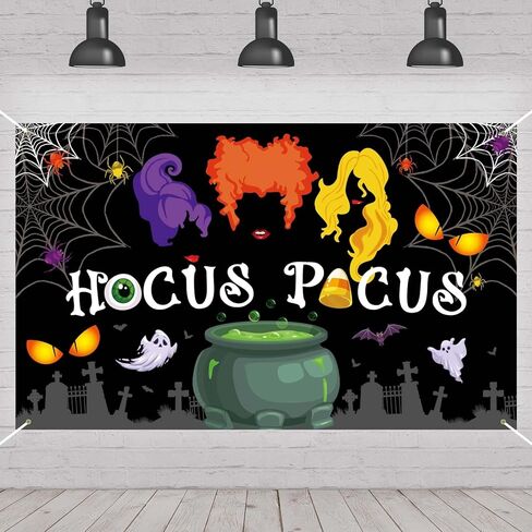 Hocus Pocus خلفية الهالوين شبكات العنكبوت مقبرة شبكات العنكبوت أشباح مرجل الساحرة الخفافيش التصوير الفوتوغرافي ديكورات حفلات الهالوين هدايا ومستلزمات التصوير الفوتوغرافي لوحة خلفية الجدار لافتة معلقة in Kuwait