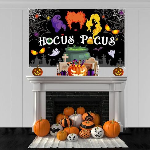 Hocus Pocus خلفية الهالوين شبكات العنكبوت مقبرة شبكات العنكبوت أشباح مرجل الساحرة الخفافيش التصوير الفوتوغرافي ديكورات حفلات الهالوين هدايا ومستلزمات التصوير الفوتوغرافي لوحة خلفية الجدار لافتة معلقة in Kuwait
