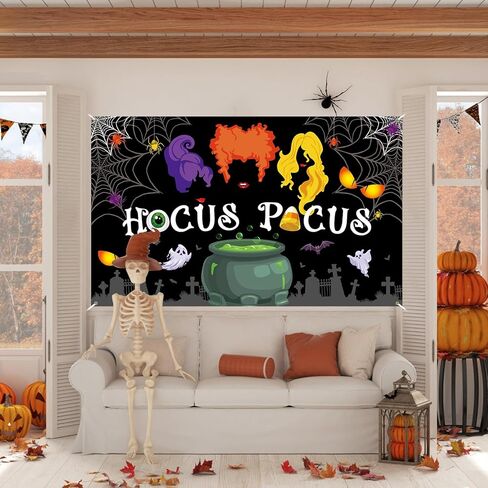 Hocus Pocus خلفية الهالوين شبكات العنكبوت مقبرة شبكات العنكبوت أشباح مرجل الساحرة الخفافيش التصوير الفوتوغرافي ديكورات حفلات الهالوين هدايا ومستلزمات التصوير الفوتوغرافي لوحة خلفية الجدار لافتة معلقة in Kuwait