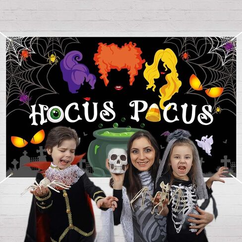 Hocus Pocus خلفية الهالوين شبكات العنكبوت مقبرة شبكات العنكبوت أشباح مرجل الساحرة الخفافيش التصوير الفوتوغرافي ديكورات حفلات الهالوين هدايا ومستلزمات التصوير الفوتوغرافي لوحة خلفية الجدار لافتة معلقة in Kuwait