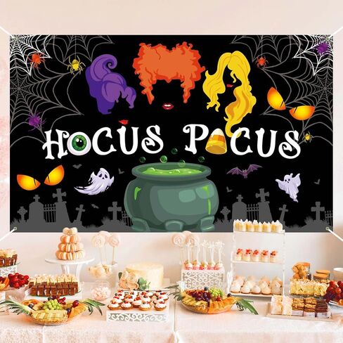 Hocus Pocus خلفية الهالوين شبكات العنكبوت مقبرة شبكات العنكبوت أشباح مرجل الساحرة الخفافيش التصوير الفوتوغرافي ديكورات حفلات الهالوين هدايا ومستلزمات التصوير الفوتوغرافي لوحة خلفية الجدار لافتة معلقة in Kuwait