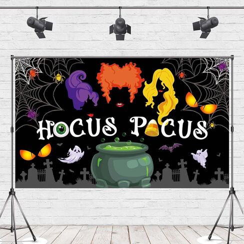 Hocus Pocus خلفية الهالوين شبكات العنكبوت مقبرة شبكات العنكبوت أشباح مرجل الساحرة الخفافيش التصوير الفوتوغرافي ديكورات حفلات الهالوين هدايا ومستلزمات التصوير الفوتوغرافي لوحة خلفية الجدار لافتة معلقة in Kuwait