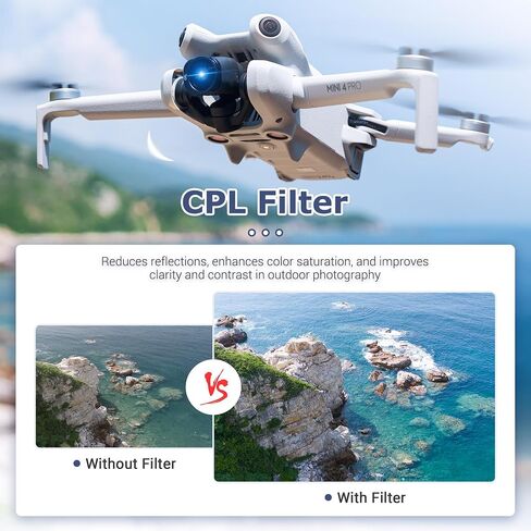 طقم مرشح JJC ND & CPL متوافق مع DJI Mini 4 Pro، 8 حزم CPL ND8 ND16 ND32 ND64 ND128 ND256 ND512 مجموعات مرشحات محايدة الكثافة المستقطبة، متوافقة مع ملحقات عدسة الطائرة بدون طيار DJI Mini 4 Pro in Saudi Arabia