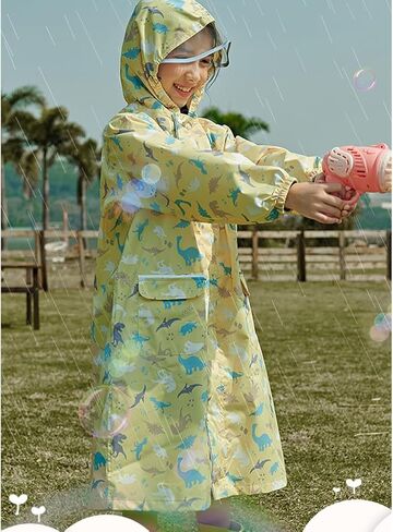 Kids Raincoats for Girls Boys Waterproof Rain Jacket Toddler Rain Ponchos Reusable Rainwear Outwear in Saudi Arabia