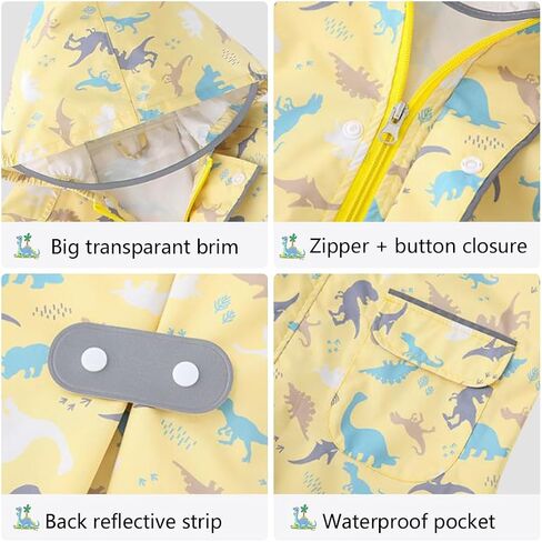 Kids Raincoats for Girls Boys Waterproof Rain Jacket Toddler Rain Ponchos Reusable Rainwear Outwear in Saudi Arabia