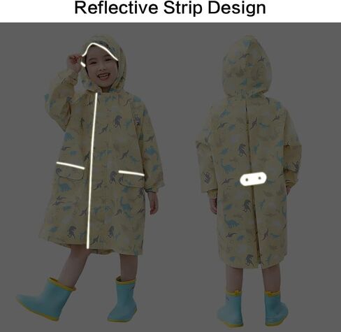 Kids Raincoats for Girls Boys Waterproof Rain Jacket Toddler Rain Ponchos Reusable Rainwear Outwear in Saudi Arabia