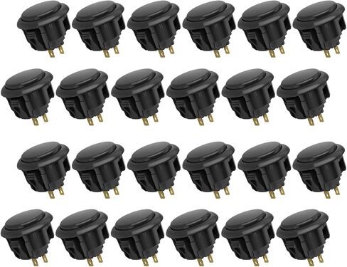 QANBA D-lite Arcade Button Original Buttons Snap-in Joystick Arcade Buttons for DIY Arcade Machines 30mm Push Button Switch(Boxed(30mm Black（DL04) 24 Pcs) in Kuwait