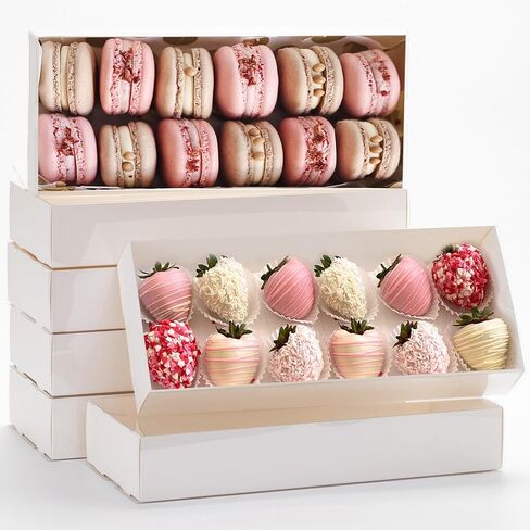 6pcs 14x10x4in Cake Boxes,Rectangle Bakery Boxes with Window, White Quarter Sheet Cake Boxes Large Treat Box for Cookies,Pastry Cake, Cupcakes, Donuts, Pie and Brownie in Saudi Arabia