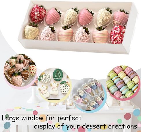6pcs 14x10x4in Cake Boxes,Rectangle Bakery Boxes with Window, White Quarter Sheet Cake Boxes Large Treat Box for Cookies,Pastry Cake, Cupcakes, Donuts, Pie and Brownie in Saudi Arabia