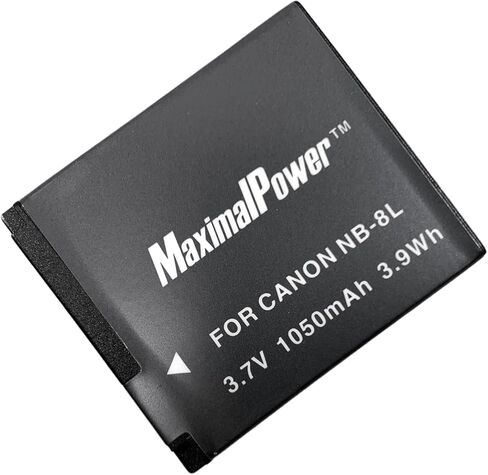 بطارية ليثيوم أيون بديلة من Maximal Power DB CAN NB8L لكاميرات Canon NB8L وCanon A3100IS وA3000IS الرقمية (أسود) in Kuwait